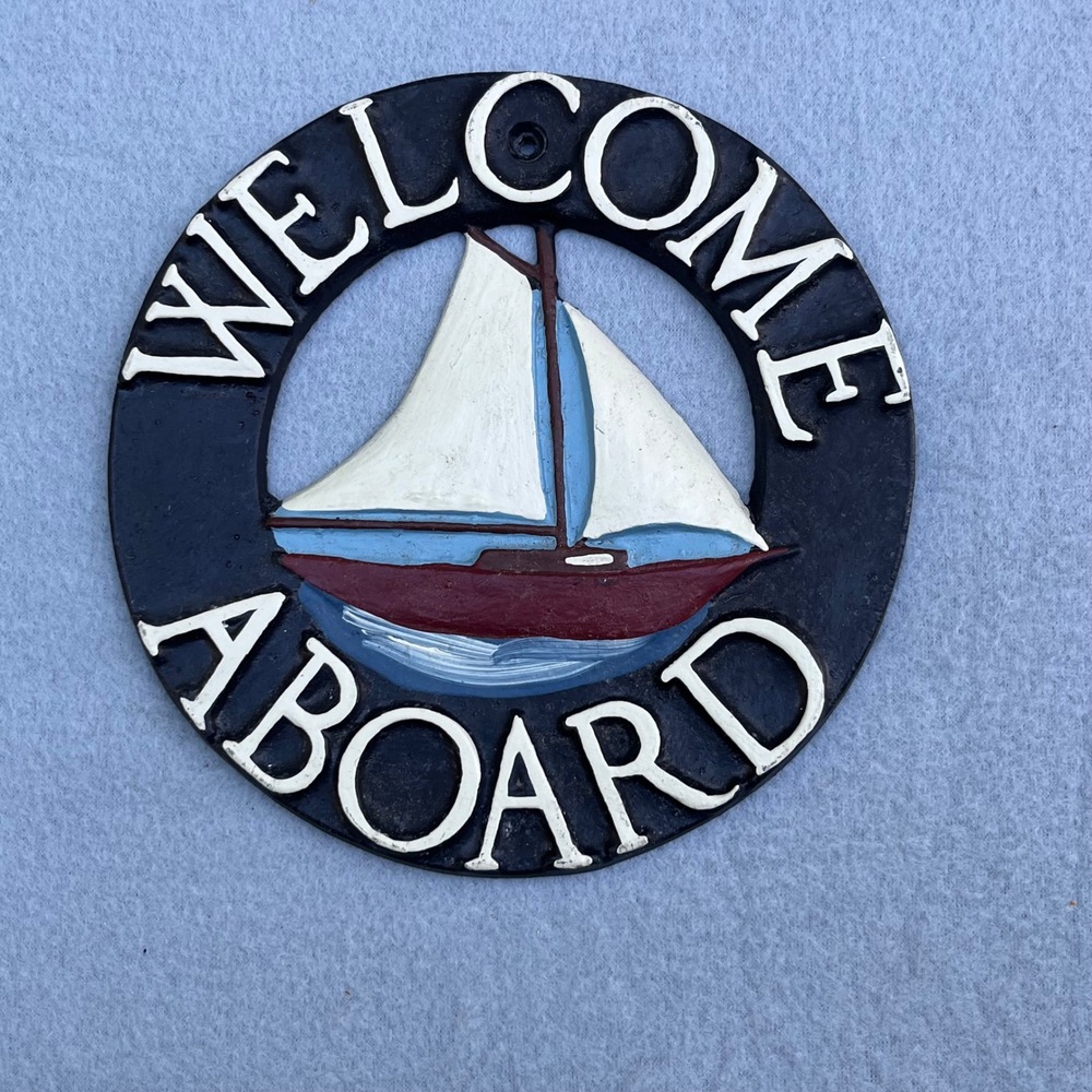 Heritage Metalcraft Welcome Aboard Sailboat Nautical Metal Wall Plaque Maine